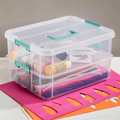Amazkart 2 Layer Plastic Storage Containers with Lids