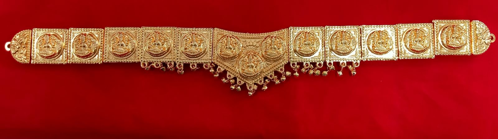 Divine Grace Lakshmi Oddiyanam – Premium Brass Gold Finish Temple Jewellery Waistbelt