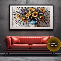 Sunflowers & Lavender Bouquet Canvas Print - Unframed