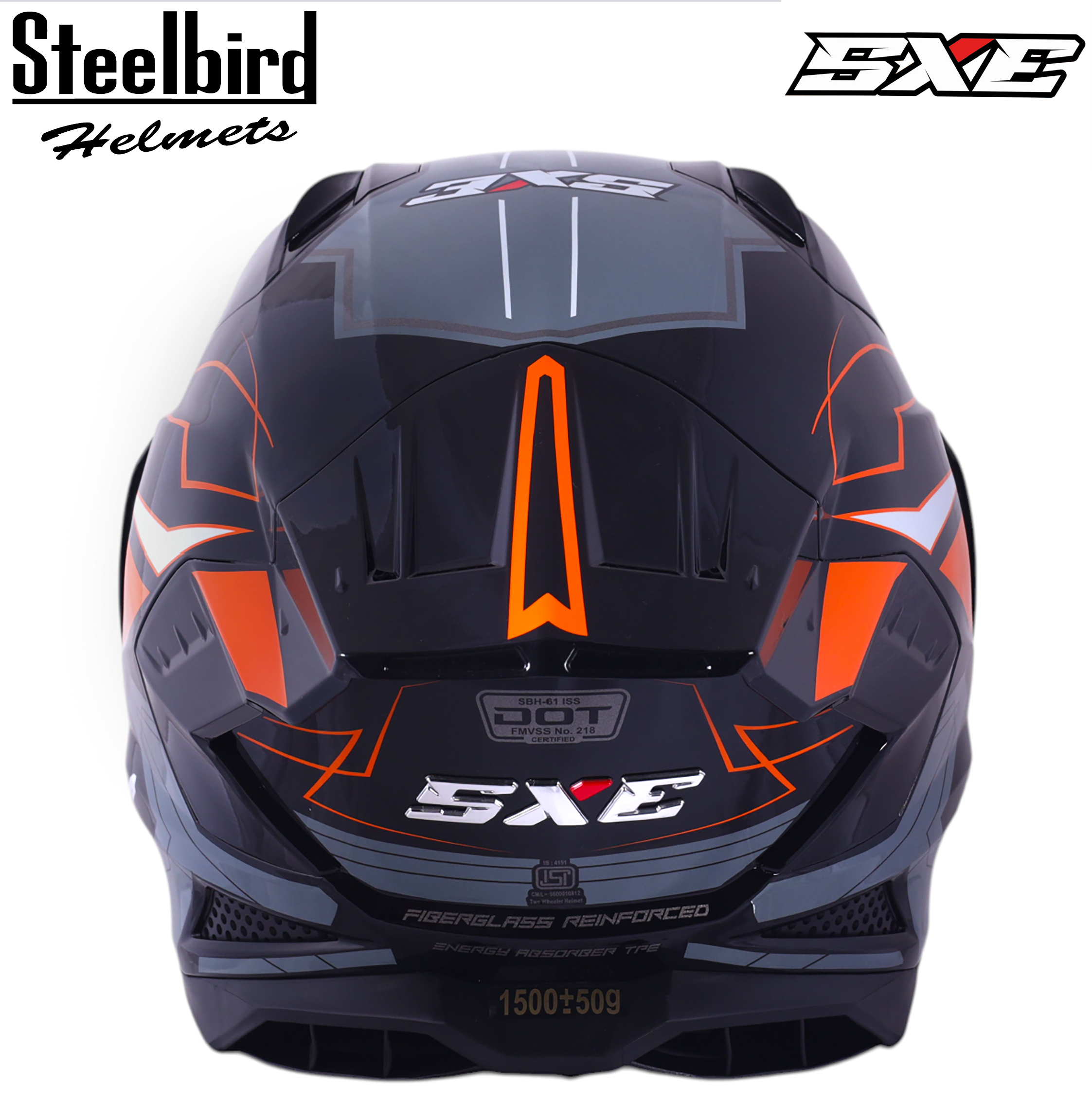 STEELBIRD SBH-61 ISS SXE RACE-X MATT BLACK/ORANGE WITH TPE EDITION C/V 600MM (WITH EXTRA SMOKE VISOR)