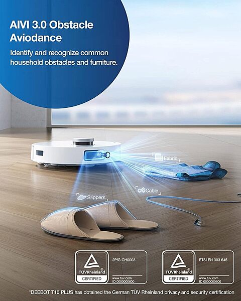Ecovacs Deebot T10 Plus Robot Vacuum Cleaner - 3000Pa, 260min Runtime