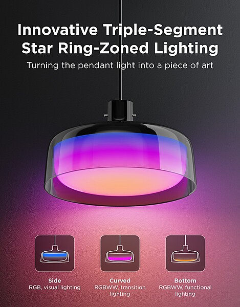 Govee RGBICWW Pendant Light – Multi-Zone RGBIC Smart LED with Matter Support