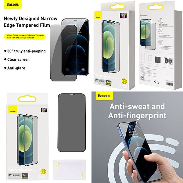 Baseus 0.3mm Privacy Tempered Glass Screen Protector iPhone 12 Series - 12 Mini