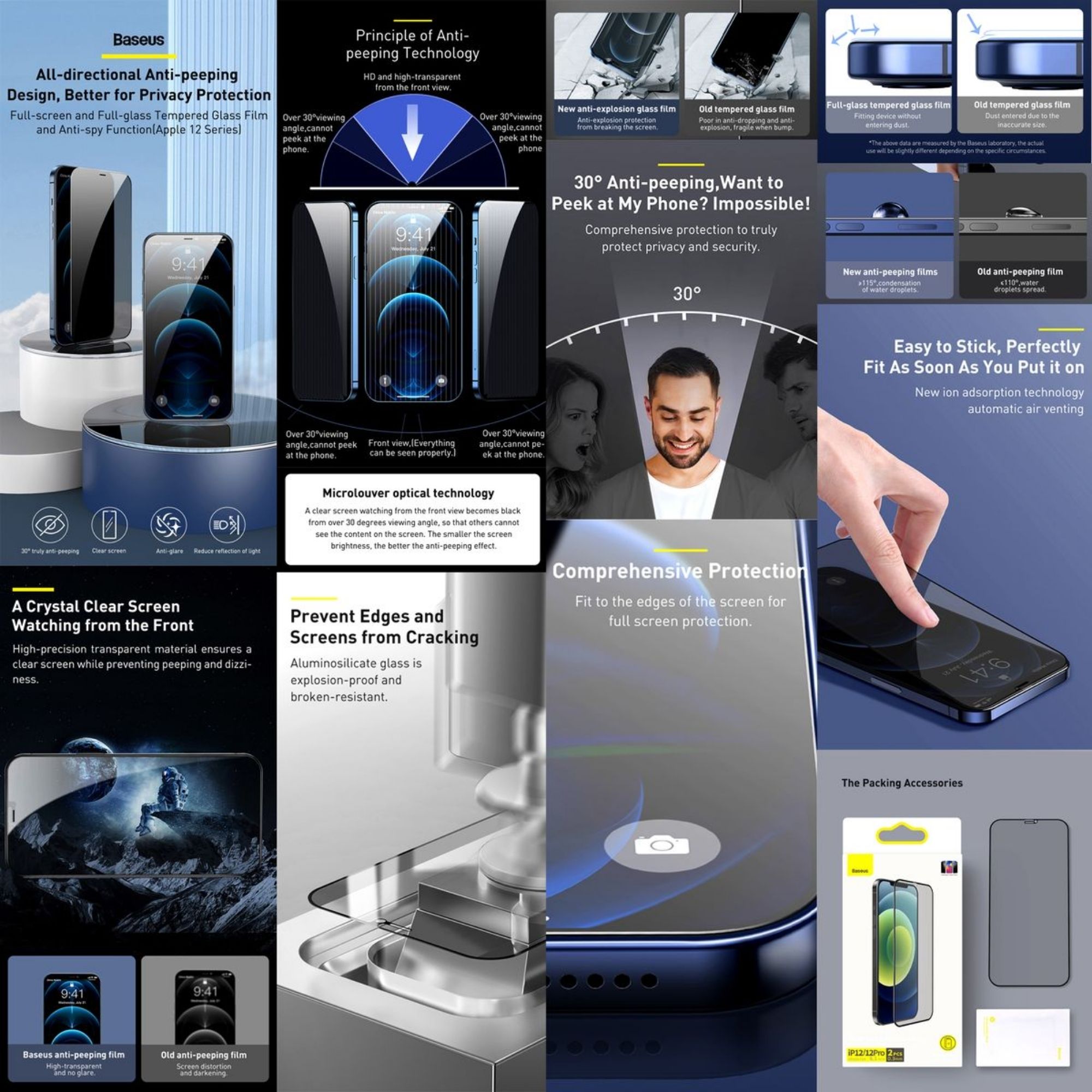 Baseus 0.3mm Privacy Tempered Glass Screen Protector iPhone 12 Series - 12 Mini