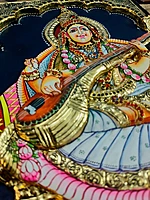 Super Embossed 3D Saraswati Devi Tanjore Painting