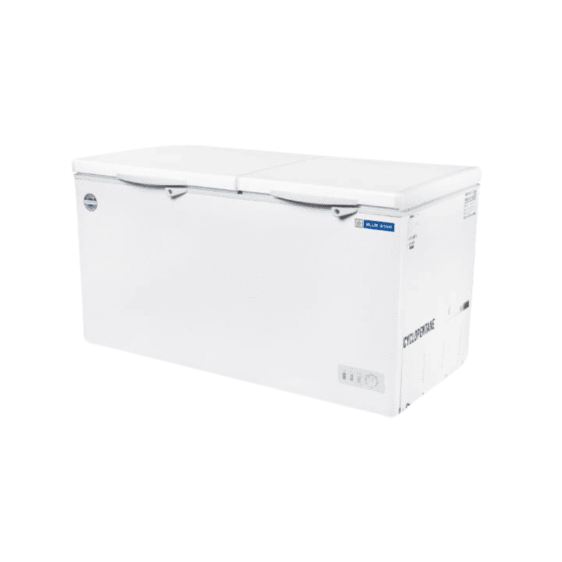 Side look of Blue star 400 litre Dual Compartment Cooler & Freezer-CHFK400DGS