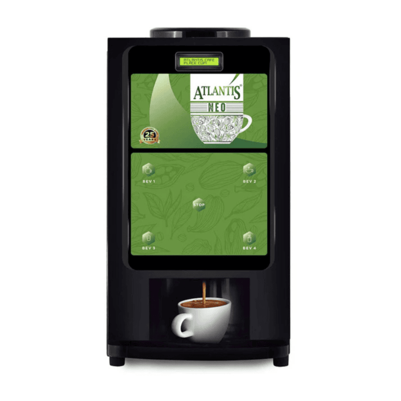 Front view of the Atlantis Neo-4 Lane, showcasing its four feather-touch beverage selection buttons.