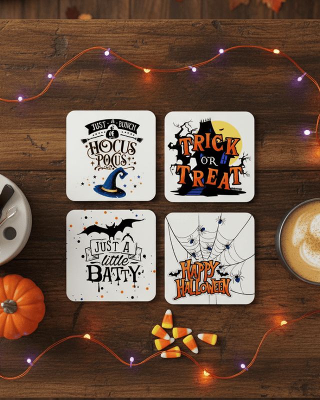 Halloween Beverage Coasters, Set of 4