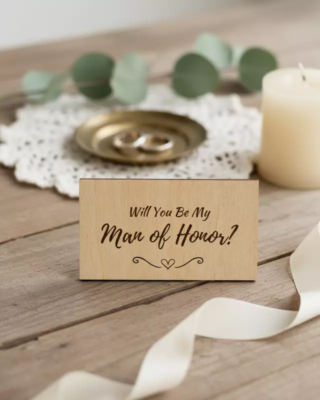 Heirloom Collection Bride’s Proposal Cards featuring engraved personalized bridal party cards.