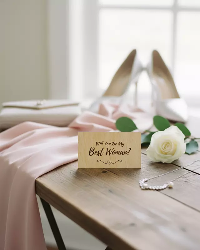 Heirloom Collection engraved Groom’s Proposal Cards for wedding party proposals.