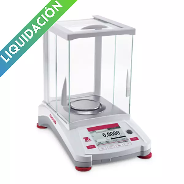 Balanza analítica Adventurer. Capacidad de 320 g y precisión de 0.1 mg. Calibración interna AutoCal. Marca Ohaus. Modelo AX324