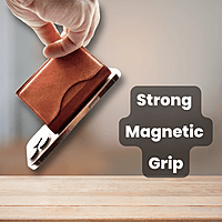 Magnetic Leather Phone Wallet & Stand - Adhesive / MagSafe-Compatible Slim Card Holder with Kickstand & RFID Block for iPhone & Android