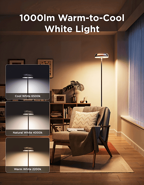 Govee Uplighter Floor Lamp - Tri-Zone RGBIC Smart LED with Matter Support