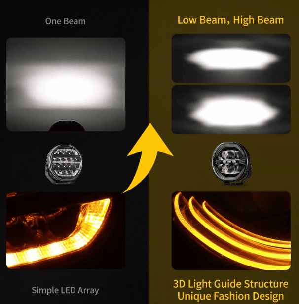 Tan 4x4 9" Anti Glare Round Driving Light, White and Amber DRL