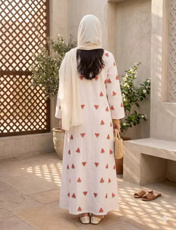 WaterMelon Linen Abaya