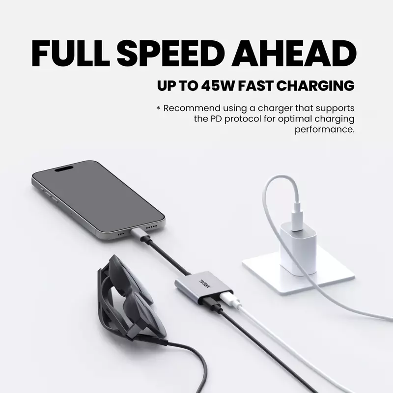 XREAL Hub – Dual USB-C Adapter for Xreal AR Glasses, 120Hz, Fast Charging
