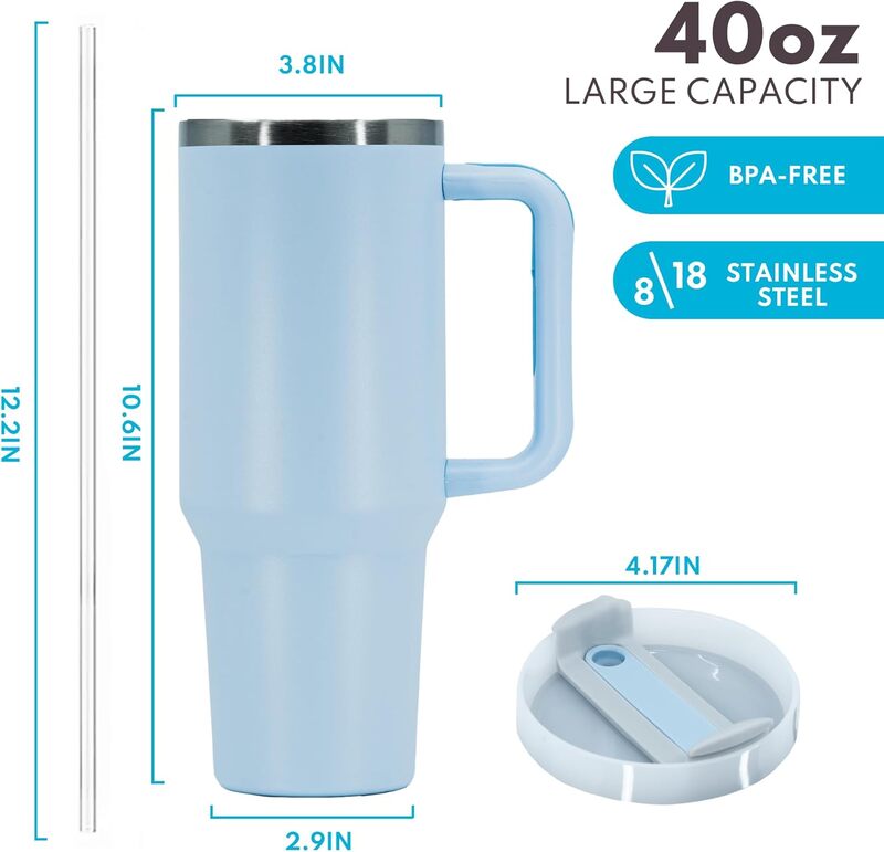 40 Oz Tumbler with Handle and Straw
