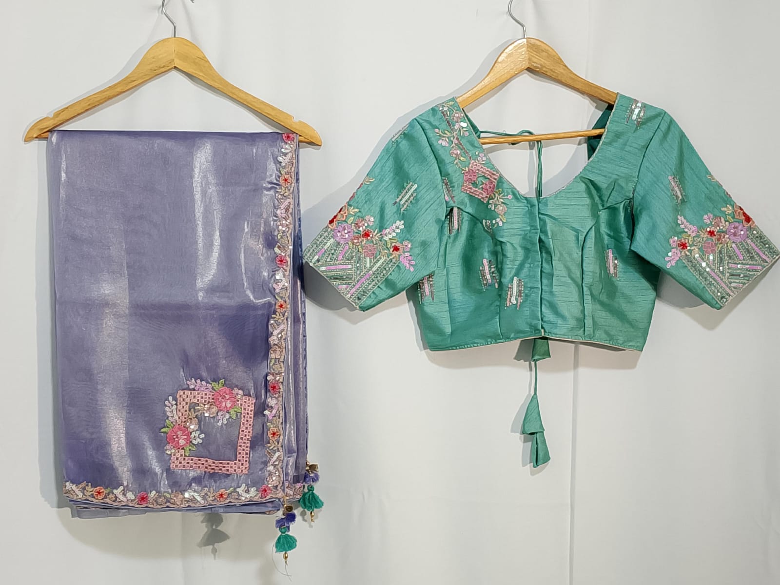 J586: Ready To Ship Beautiful Designer Saree With Stitched Blouse