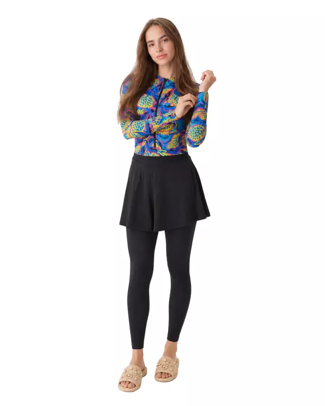 5-Piece Modest Floral Swimwear Set - طقم مايوه محتشم 5 قطع بنقشة زهور ملونة