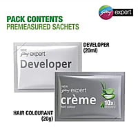 Godrej Expert Rich Creme Hair Colour - Single Use, Long Lasting, 100% Grey Coverage (20 g + 20 ml), 1 pc