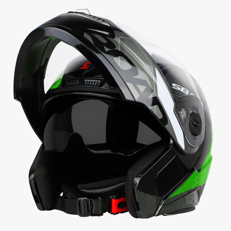 STEELBIRD SBA-7 ISS ROAD MATT BLACK/GREEN C/V (XL)