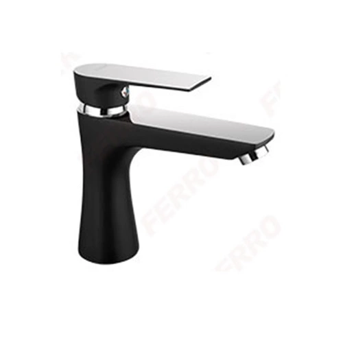 STANDING WASHBASIN MIXER, BLACK&CHROME-ALGEO