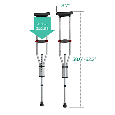 4012 Adjustable 3-in-1 Folding Crutch-niversal Size (Pair)