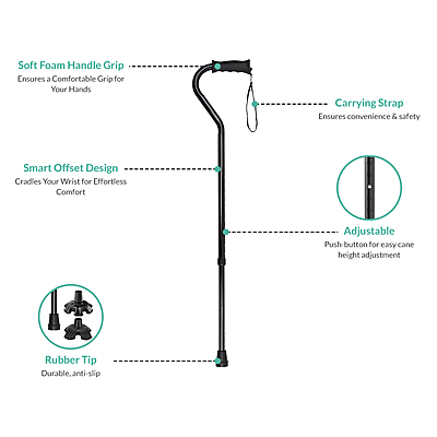 405BK Heavy-Duty Offset Handle Walking Cane