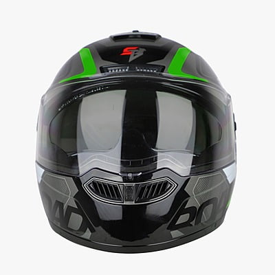 STEELBIRD SBA-7 ISS ROAD GLOSSY BLACK/GREEN C/V (M)