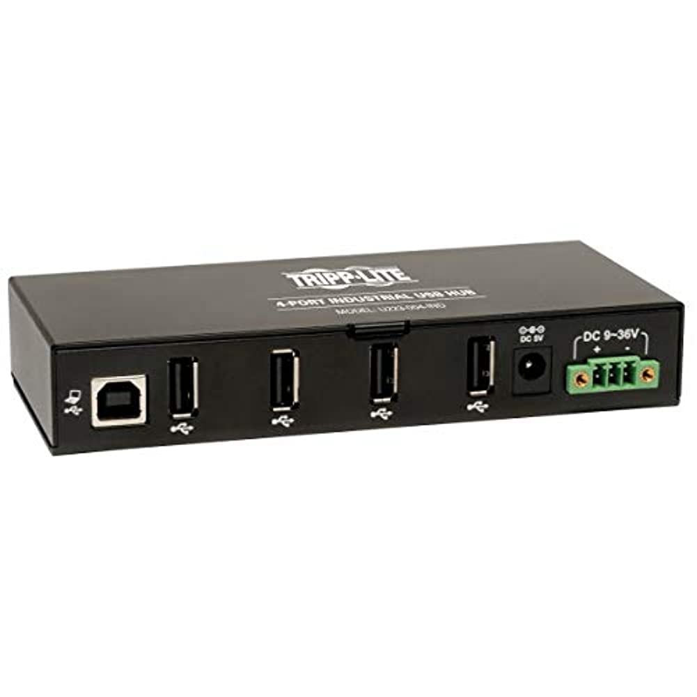 Tripp Lite 4-Port Rugged Industrial USB 2.0 Hi-Speed Hub w 15KV ESD Immunity and metal case, Mountable(U223-004-IND)