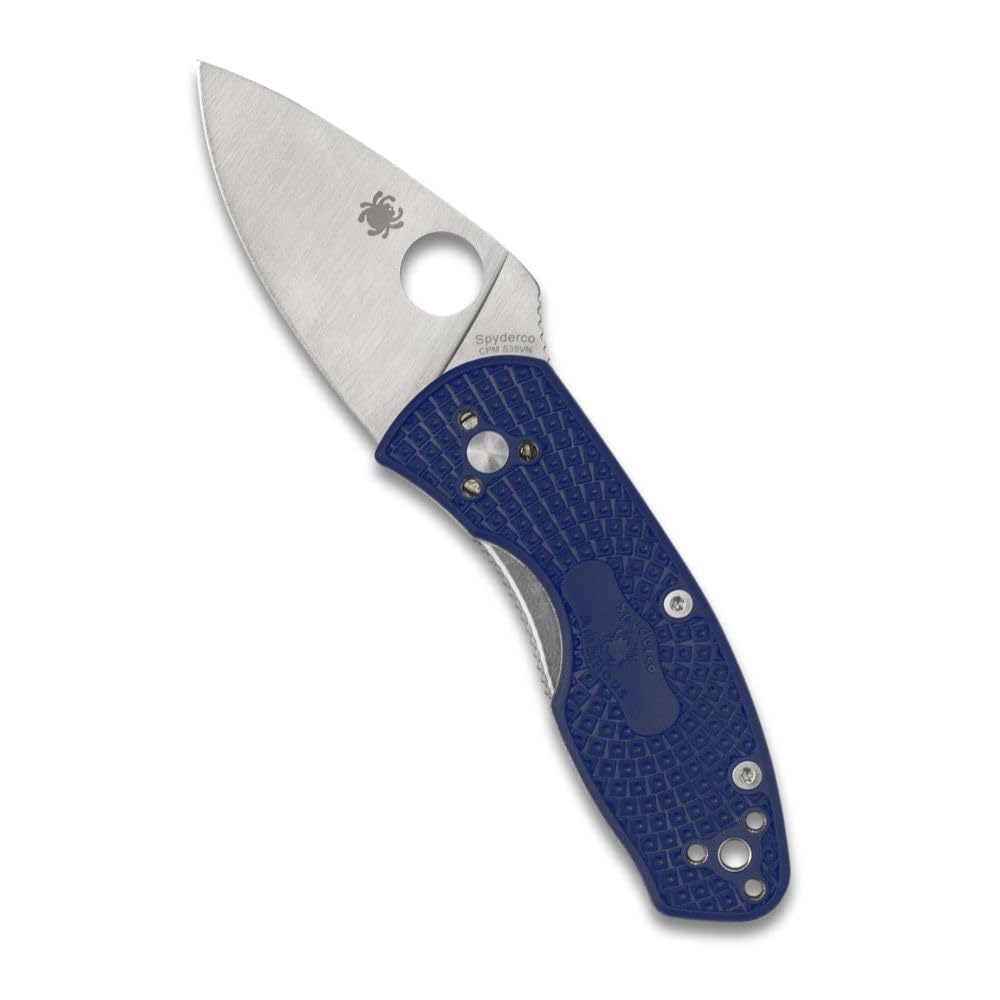 Spyderco Ambitious Lightweight Folding Pocket Knife with 2.31 Inch Steel Blade and Durable Blue FRN Handle - PlainEdge