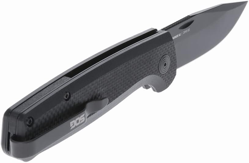 SOG Terminus SJ Daily Ambidextrous Carry Folding Knives with Slip Joint Mechanism | G10 Handle | CRYO D2 Steel Blade Blackout