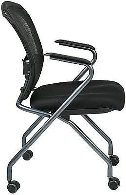 Office Star Pro-Line II Deluxe Folding Chairs With ProGrid Back, Black/Titanium, Set Of 2