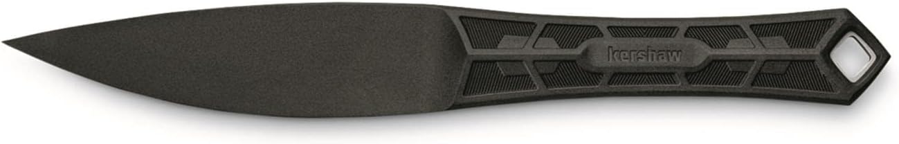 Kershaw Interval Fixed Blade Knife, 3.5 inch Blade Made with PA-66 Nylon, Blunt Edge with Sharp Point, Project Atom, Black