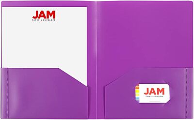 JAM Paper Heavy-Duty 2-Pocket Plastic Presentation Folders - Letter Size