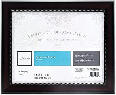 Realspace™ Photo/Document Frame, Harrison, 8-1/2" x 11", Mahogany