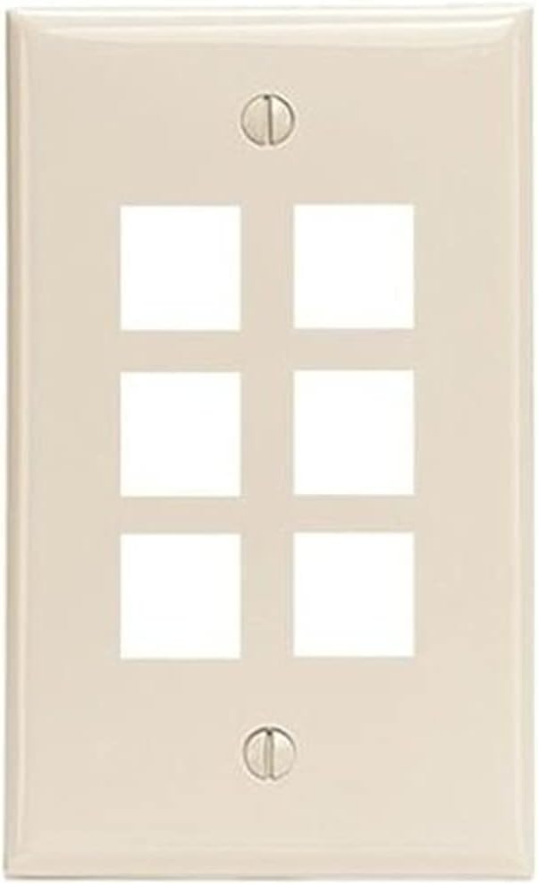 Unirise USA 6Port Wall Plate, Single Gang, Ivory WP-6P-IVY