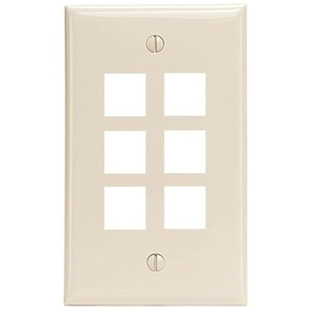 Unirise USA 6Port Wall Plate, Single Gang, Ivory WP-6P-IVY