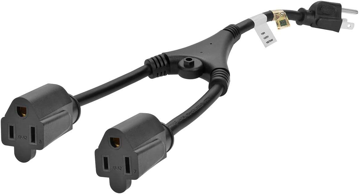 MONOPRICE Power Cord Splitter (NEMA 5-15P to 2x NEMA 5-15R)