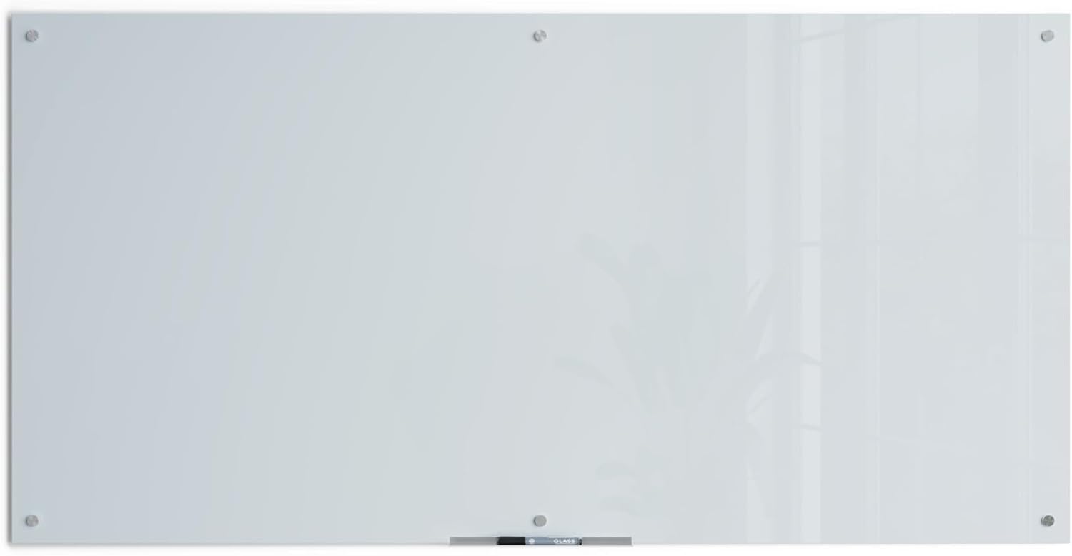 U BRANDS Glass Dry Erase Board, White Frosted Surface, Frameless