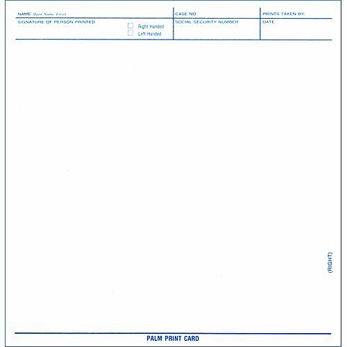 Armor Forensics 2-6499 Palmprint Cards (100)