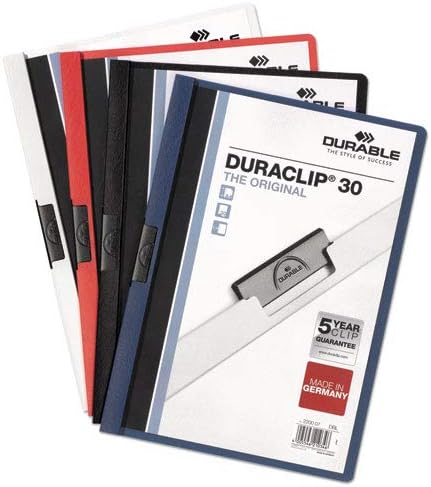 Vinyl DuraClip Report Cover w/Clip, Letter, Holds 30 Pages, Clear/Black, 25/Box