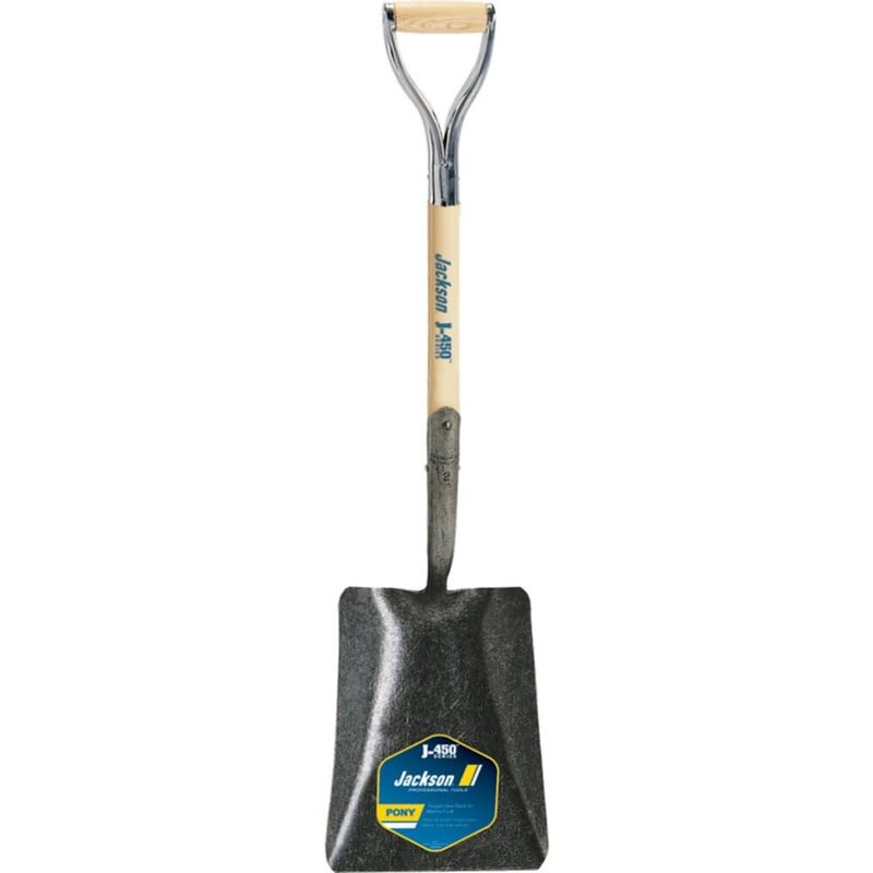 Jackson 1200900 J-450 Pony Square Point Shovel with 27 in. Hardwood Armor D-Grip Handle Square Point No Step Armour D-Grip