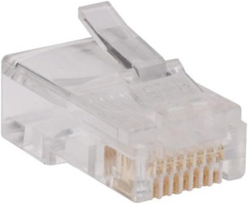 TRIPP LITE 100 Pack RJ45 Plugs Round Solid Stranded Conductor 4-Pair Cat5e Cable (N030-100),Multicolor