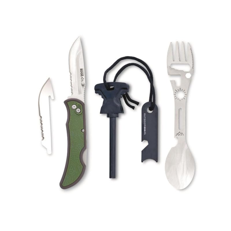 Affinity Razor 3" Folding Knife Multi-tool with Spork & Ferro Rod by Outdoor Edge