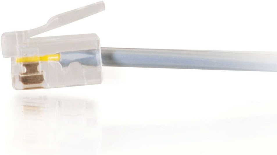 C2G Legrand RJ11 Telephone Cord, Telephone Data Cable, Silver Modular Telephone Cable, 14 Foot Telephone Cord, 1 Count