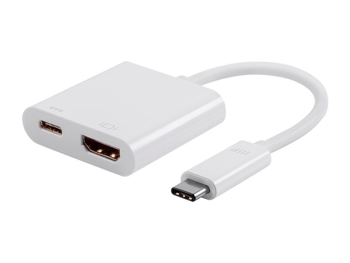 Monoprice USB-C Multiport Adapter - HDMI and USB-C Ports, Mirror Display, Up To 1080p @ 60hz, White - Select Series