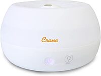 Crane Portable Ultrasonic Travel Humidifier and Diffuser, 0.2 Gallon Cool Mist, Optional Essential Oil Diffuser, No Filter Needed, White Round