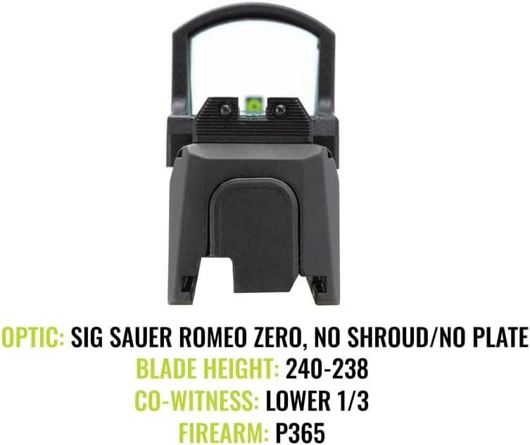 Night Fision Blacked Out Stealth Optic Height Sights for Sig P365/P320