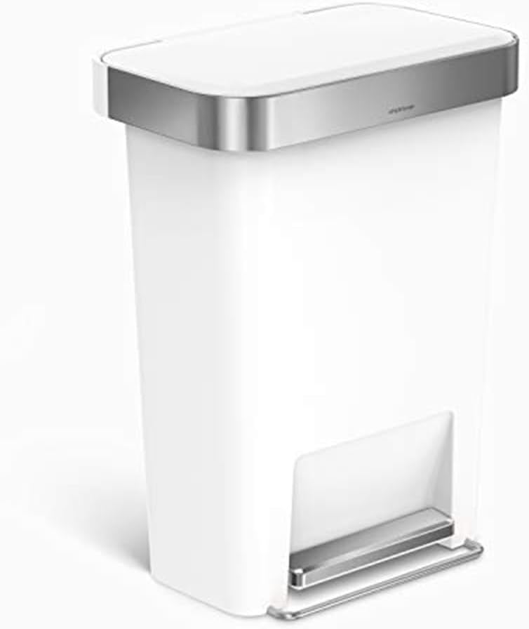 simplehuman Step Trash Can with LidShox, Steel Pedal & Liner Rim